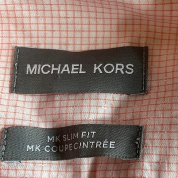 Michael Kors Orange Check Slim Fit Cotton Shirt NWOT - Picture 3 of 6